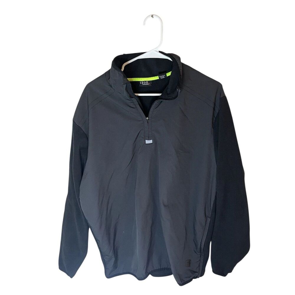 Izod Perform X Womens Large Black Quarter Zip Long Sleeve Fleece Pullover